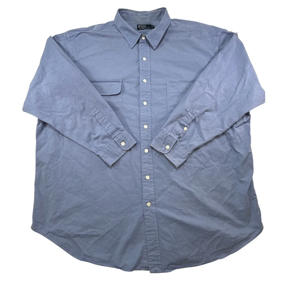 Polo Ralph Lauren Mens 3XB Big Blue Twill Long‎ Sleeve Button Down Utility Shirt